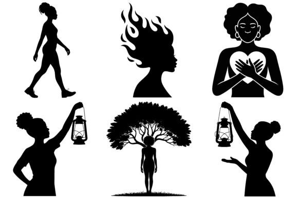 Afro Black Woman Silhouette SVG Bundle: Versatile, Inclusive Design for Modern Creators