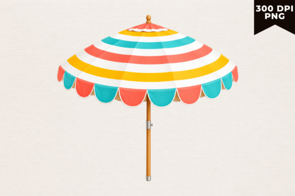 Beach Umbrella Colorful Striped Clipart