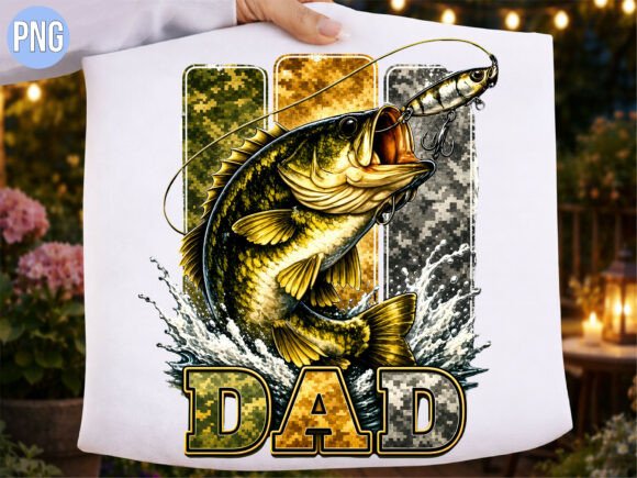 Camo Fishing Bass Fishing Dad Father PNG