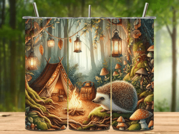 Camping 20 Oz Tumbler Wrap PNG V.13