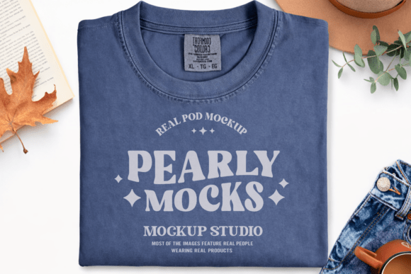 CC1717 Denim Flat Lay T-shirt Mockup