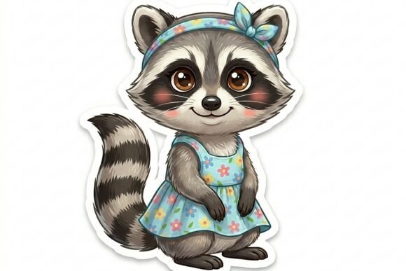 Cute Raccoon Girl Dress PNG