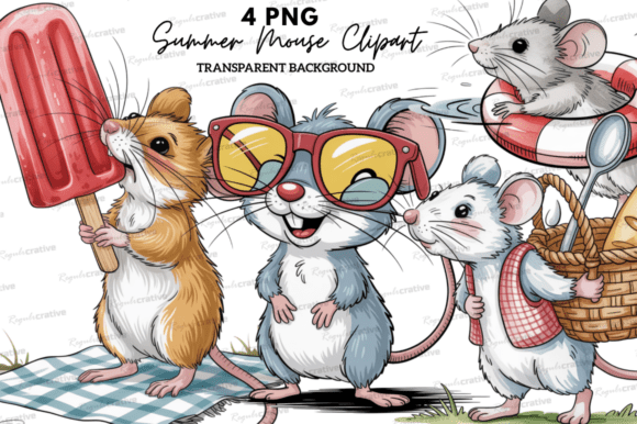 Cute Summer Mouse Clipart PNG, Mice PNG
