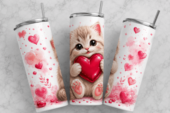 Cute Valentine Kitten PNG