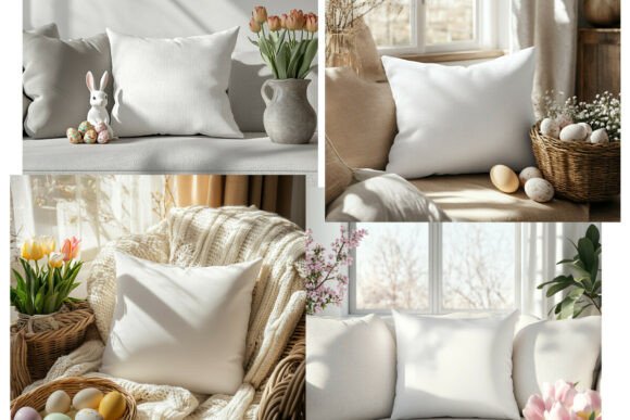 Easter Day Pillow Mockup & White Pillow Mockup