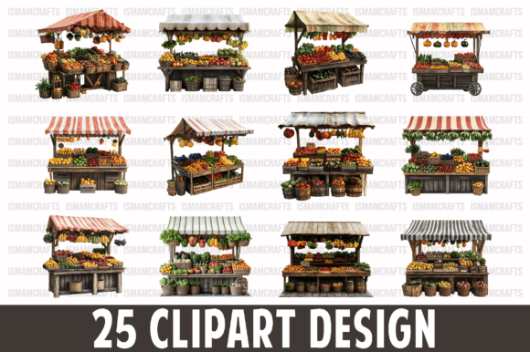 Farmers Market Stand Isolated Clipart