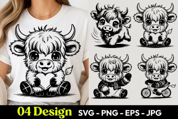 Fluffy Cow Cartoon SVG PNG