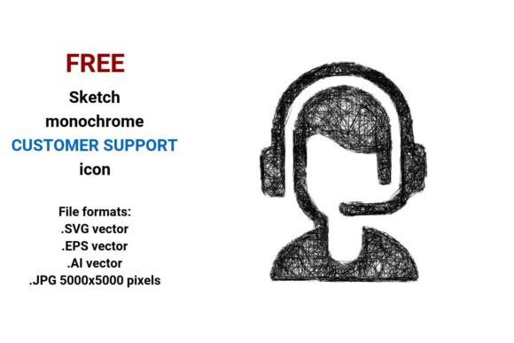 FREE Sketch Customer Support Icon: Hand-Drawn Clarity for Modern Interfaces