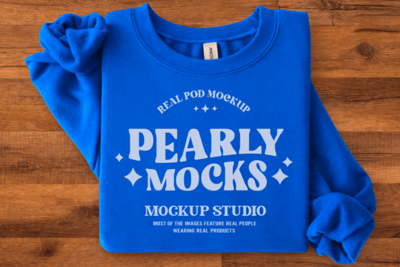 Gildan 18000 Royal Blue Flat Lay Mockup