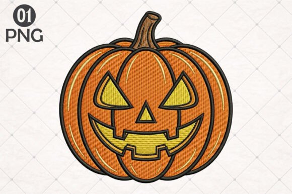 Jack-o-Lantern Pumpkin Stitched PNG Art