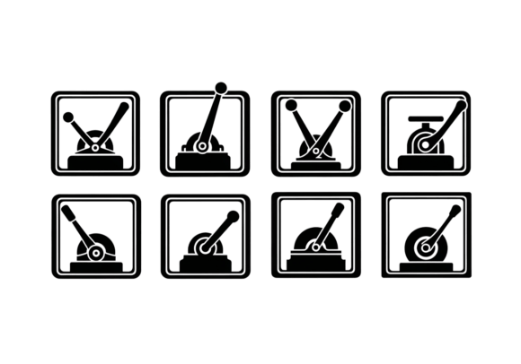 Lever Switch Icons Set Vector Graphics