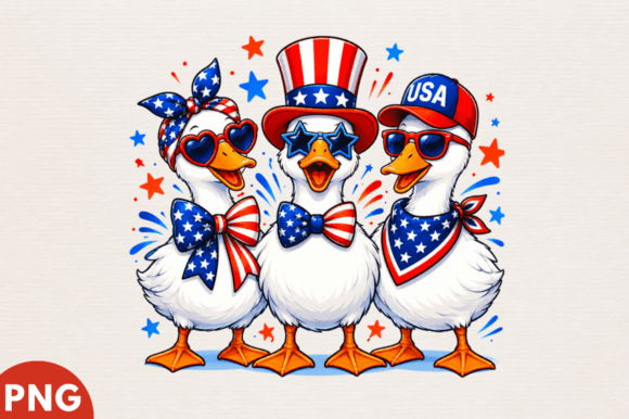 Patriotic Duck Clipart, USA Duck Design