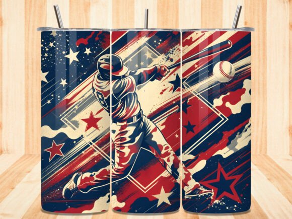 Patriotic US Flag Baseball Player Tumble