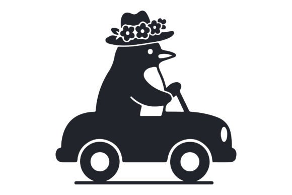 Penguin Riding Car SVG & Free Penguin PNG