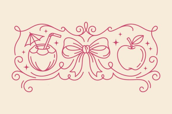 Summer Fruit SVG Coconut Apple Bow PNG