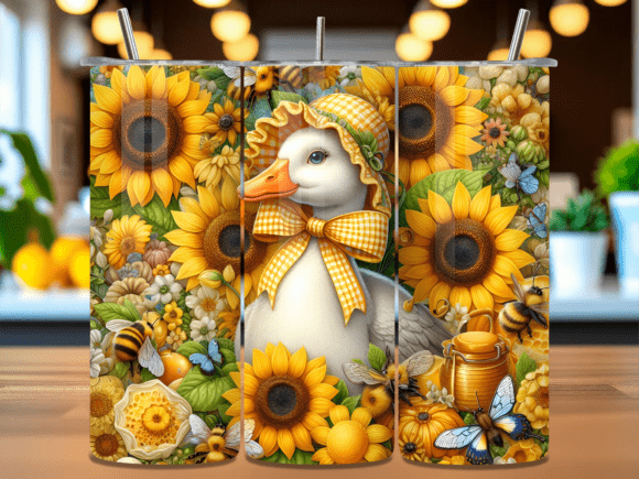 Sunflower Honey Bee Tumbler Wrap PNG: A Versatile, Ready-to-Use Design for Crafters and Small Business Owners